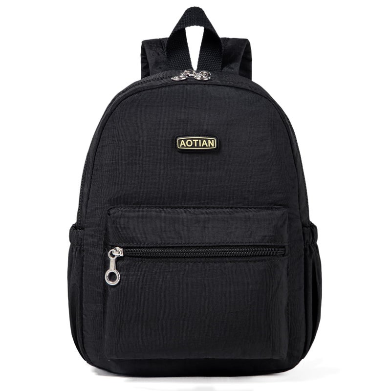 AOTIAN Mini Lightweight 11.8 Inch Backpack Durable Travel Hiking Women and Girls Small Daypack, 7 Liters Black - Image 1